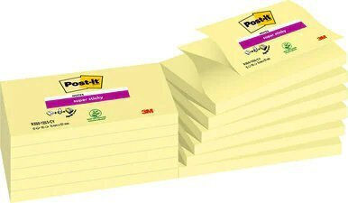 Post-it 3m Самозалепващи Бележки Post-it Super Sticky Z-notes Диспенсър 76x127mm 12x90 Листа Жълти