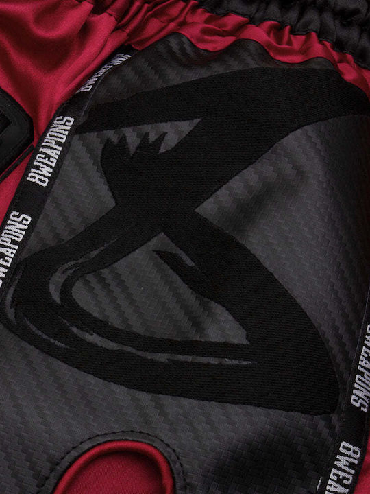 Muay Thai Boxing Shorts 8 Weapons Carbon Red Dawn Red Black