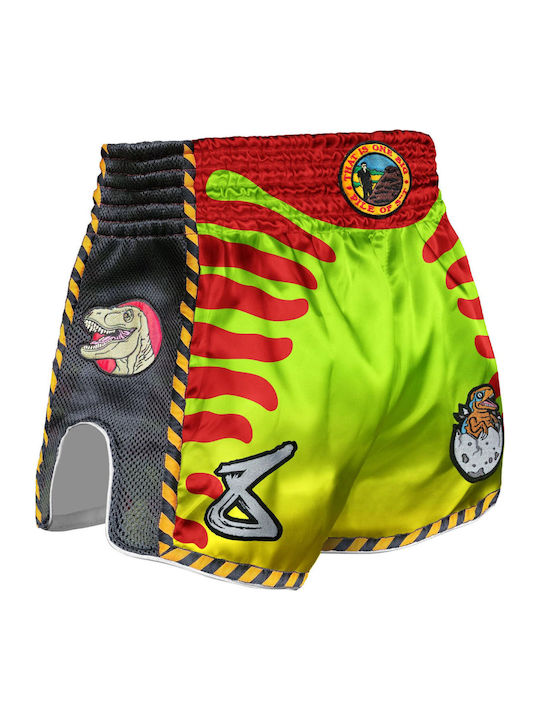 Muay Thai Shorts 8 Weapons Jurassic Black Red Green