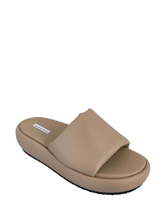 Leather Women's Flat Sandals in Pink Color