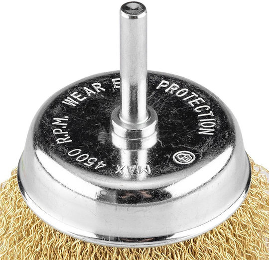 End Brush 75 Mm Crimped Wire Brass-plated 6 Mm Shank