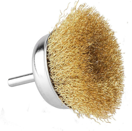 End Brush 75 Mm Crimped Wire Brass-plated 6 Mm Shank