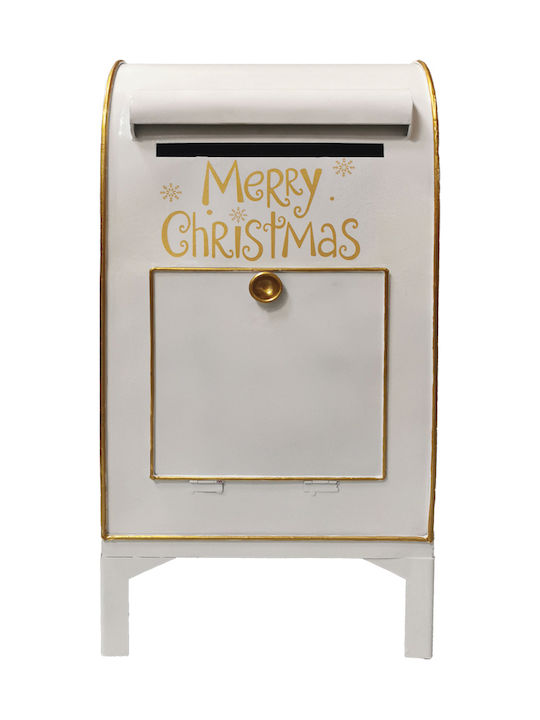 Christmas Metal Mailbox White 25 X 19 X 50 H Cm