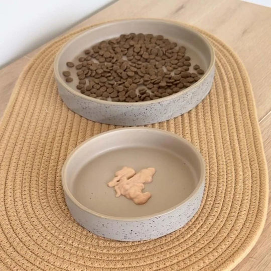 Duvo Plus Ceramic Bowl Food for Dog & Cat 260ml in Gray Color