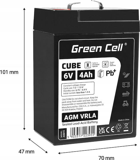 Green Cell Μπαταρία UPS με Χωρητικότητα 4Ah και Τάση 6V 1τμχ