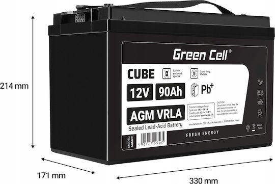 Green Cell Μπαταρία UPS με Χωρητικότητα 90Ah και Τάση 12V 1τμχ