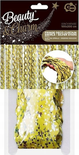 Curtain Godan B&c Gold Spirals Silver Stars 100x200