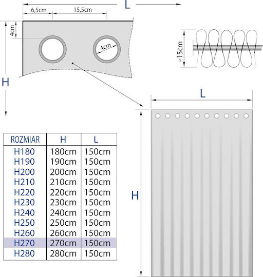 Hobbygarden 270 Cm Κουρτίνα Wave Μπλε
