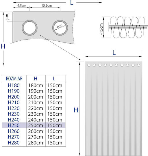 Hobbygarden 250 Εκ Κουρτίνα Wave Γραφίτης