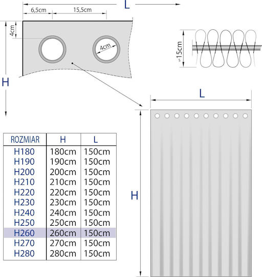 Hobbygarden Wave Curtain Graphite 260 Cm