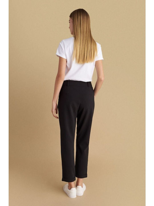 Women's Fabric Trousers Regular Fit Black