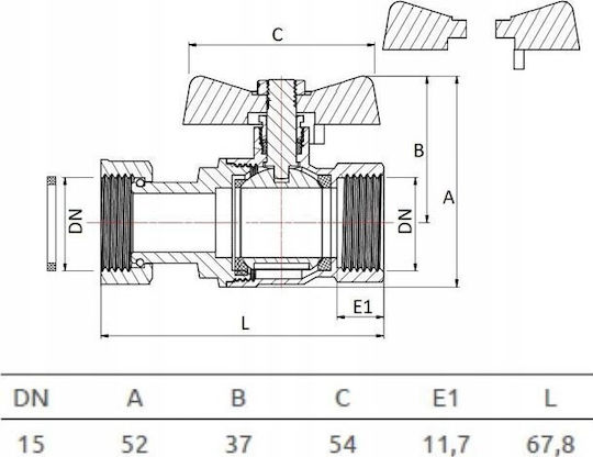 Βάνα / Διακόπτης Ευθεία 1/2"
