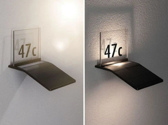 Paulmann Wandmontiert Solarleuchte Hausnummer 150lm Warmes Weiß 3000K mit Bewegungssensor IP44