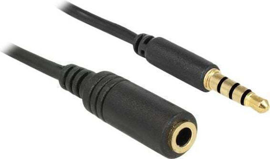 DeLock Καλώδιο Ήχου 3.5mm male - 3.5mm female Μαύρο 0.5m με Επίχρυσους Ακροδέκτες 84716