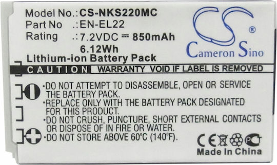 Camera Battery Nikon J4/S2 En-el22 Cs-nks220mc 3.8V 3000mAh Cameron Sino