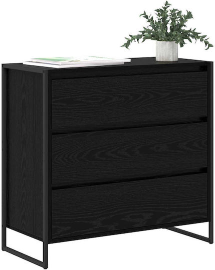 Wooden Chest of Drawers Black Beech, Black 79x36x75.5cm