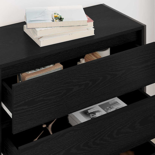 Wooden Chest of Drawers Black Beech, Black 79x36x75.5cm