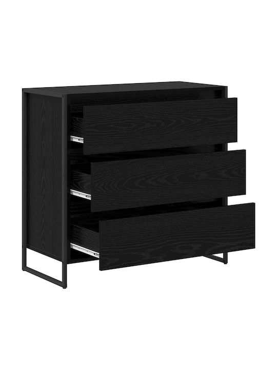 Συρταριέρα Κρεβατοκάμαρας Black Beech, Black 79x36x75.5cm