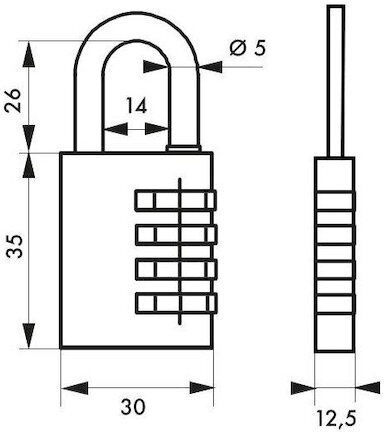 Thirard Padlock Brass Combination 30mm Purple 1pcs
