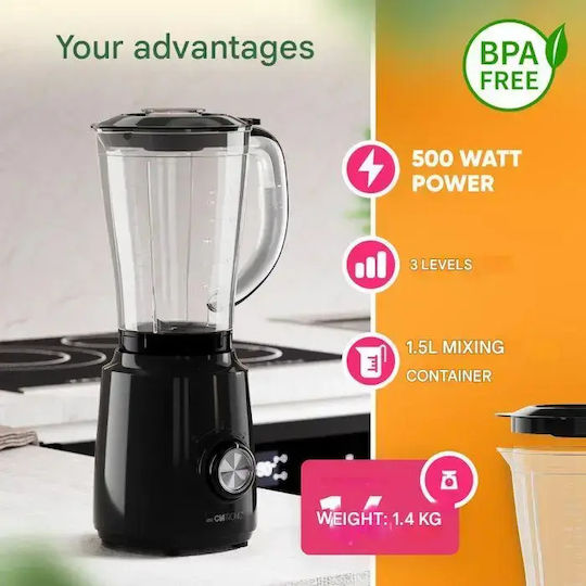 Clatronic Μπλέντερ με Πλαστική Κανάτα 1.5 lt 500W Μαύρο