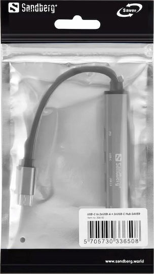 Sandberg USB 3.0 5-Port Hub with USB-C Connection Silver