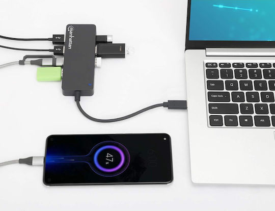 Manhattan Hub 7 Θυρών USB 3.0 με σύνδεση USB-C