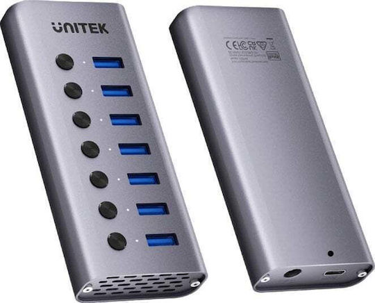 Unitek USB-Hub 8 Anschlüsse USB 3.0 mit USB-A Anschluss Grau