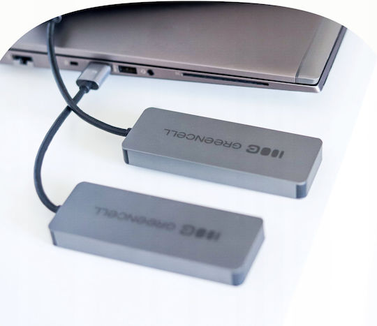 Green Cell Hub 4 Θυρών USB 3.0 με σύνδεση USB-C Ασημί