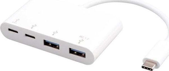 eSTUFF Hub 4 Porturi USB 3.2 cu Conectare USB-C Alb