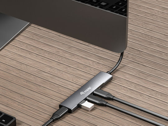 Equip Hub 4 Θυρών USB 2.0 με σύνδεση USB-C Γκρι
