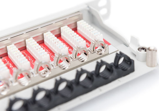 Digitus Patch Panel Shielded για Rack 0.5U 19" 48 Θυρών cat6a Γκρι