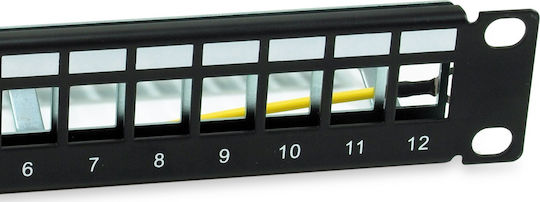 Equip Patch Panel Keystone για Rack 1U 10" cat6a Μαύρο