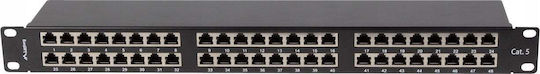 Lanberg Patch Panel Shielded για Rack 1U 19" 48 Θυρών cat5e Μαύρο