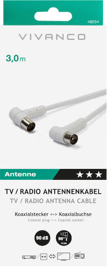 Vivanco Καλώδιο Κεραίας Coax male - Coax female Λευκό 3m 1τμχ