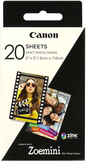 Canon ZP-2030 Photo Paper Instant 5x7.6 for Printers Zink 20 Sheets
