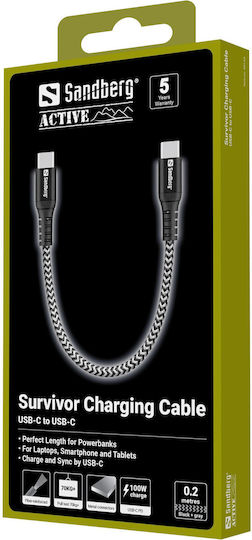 Sandberg USB to Type-C Cable Μαύρο 0.2m 441-66