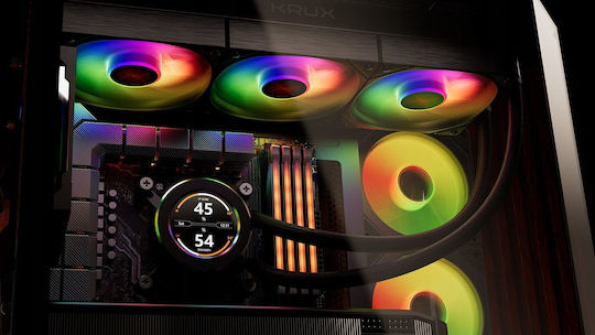 Krux HydroGlance 360 ARGB Water Cooling System AIO CPU with 3 120mm Fans