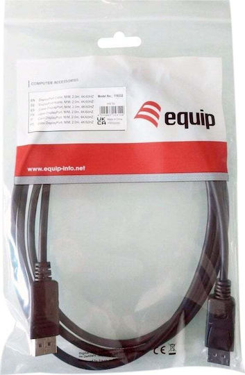 Equip Cable DisplayPort male - DisplayPort male 1.2m Μαύρο (119339)