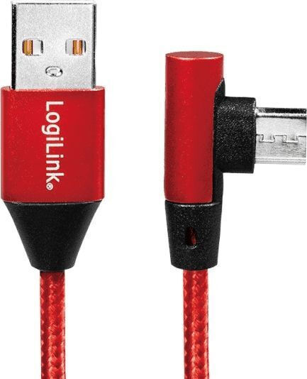 LogiLink Angle (90°) / Braided USB 2.0 to micro USB Cable Κόκκινο 1m (CU0150)