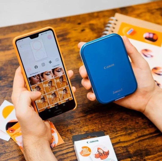 Canon Zoemini 2 Bundle Zink Εκτυπωτής για Φωτογραφίες με Bluetooth Navy Blue