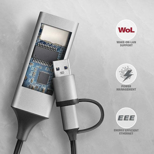 Axagon ADE-TXCA USB-C Network Adapter with Wired Ethernet Connection v1