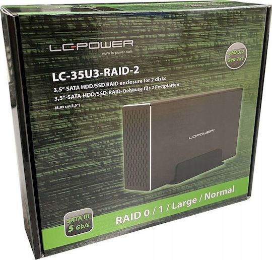 LC-Power Θήκη για 2 Σκληρούς Δίσκους 3.5" SATA III με σύνδεση USB 3.0