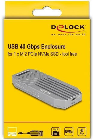 DeLock External Θήκη για Σκληρό Δίσκο M.2 SATA III NVME με σύνδεση USB 3.2 σε Γκρι χρώμα