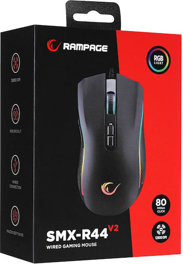 Rampage SMX-R44V2 RGB Gaming Ποντίκι 12800 DPI Μαύρο