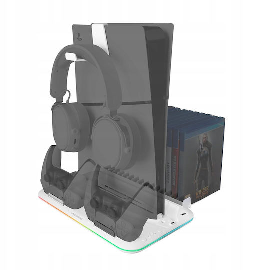Mars Gaming Mps5b2 Βάση Φόρτισης για 2 χειριστήρια PS5 Slim Λευκή