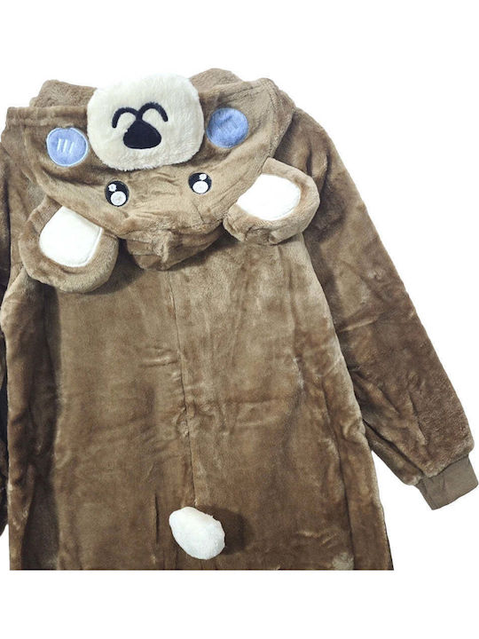 Ustyle Pijama întreagă pentru copii De iarnă Catifelată Brown