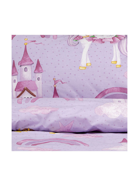 Lino Home Set Kinderbettbezug Einzel mit Kissenbezug Lilac 160x240cm