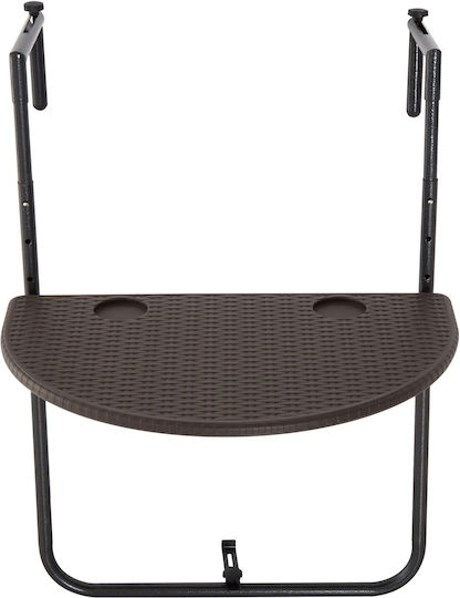 with Rattan Surface and Metal Frame Brown 60x39x73cm