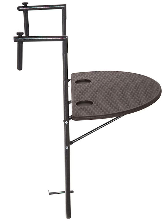 Masa pentru spații exterioare mici Pliabil Rattan cu schelet metalic Maro 60x39x73buc