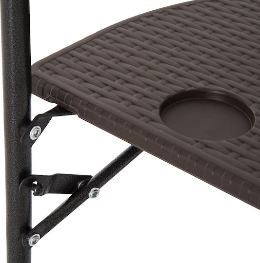 with Rattan Surface and Metal Frame Brown 60x39x73cm